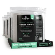 Wipex 700ct Lemongrass & Eucalyptus Plant-Based Gym Wipes Bulk Refill Roll, 4pk Case