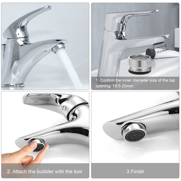 Matsuzay Aireador de grifo eficiente de 4 piezas para ahorro de agua compacto de larga duración que se adapta a la mayoría de los aireadores Accesorios de baño 【24 mm】