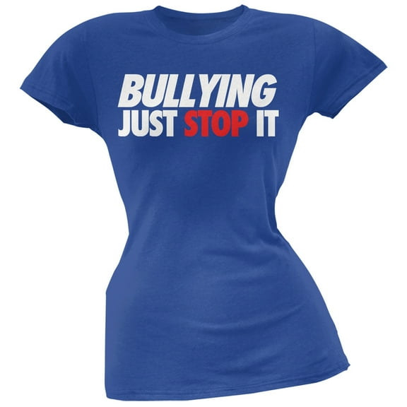 Just Stop It Bullying Royal Blue Juniors T-Shirt - Medium