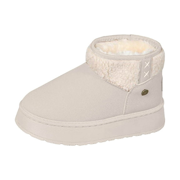 YLYL Women's Snow Ankle Booties Warm Fur Lined Round Toe Thick Sole Slip on Casual Winter Boots