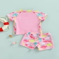 thumbnail image 4 of Baby Girls Two Piece Swimsuit Toddler Infant Bathing Suit Dinosaur Printed Rash Guard Beach Swimwear Set Pink 3-4 Years, 4 of 7