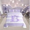 thumbnail image 3 of Homewish Purple Glitter B Full Size Comforter Sets, Initial Letter A to Z Bedding Comforter Set, Kawaii Cartoon Style Bedding Sets, Microfiber Bedroom Decor, 3pcs, 3 of 9