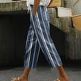 thumbnail image 2 of Linen Capri Pants Women Summer 2024 Stripes Capris Casual Loose Plus Size Knee-Length Pant, 2 of 5