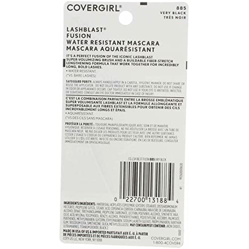 COVERGIRL LashBlast Fusion Water Resistant Mascara, 885 Very Black (Pack of 2)