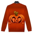 thumbnail image 2 of Happy  Fleece Crewneck Long Sleeve T-Shirt for Men Women, Funny Pumpkin Skeleton Sweatshirts, Pumpkin Graphic Casual Novelty Pullover Tops for, 2 of 3