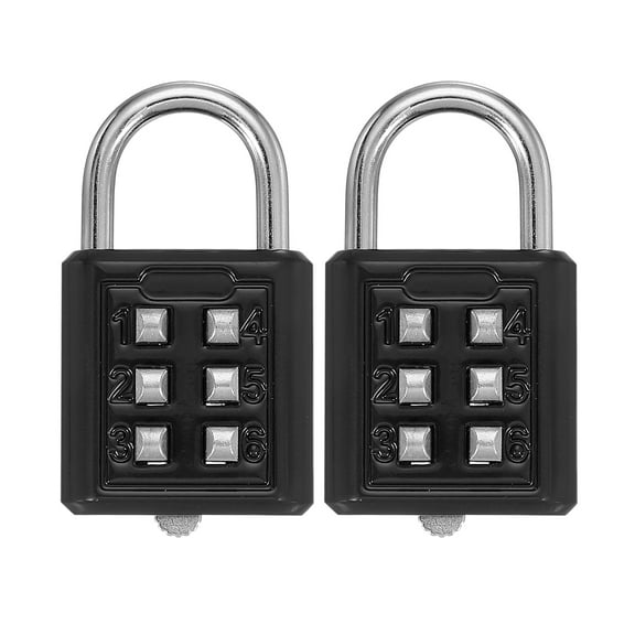 Uxcell Combination Padlock 6-Digit Push Button Padlock 3-Position Locking Mechanism Security Lock Black 2 Pack