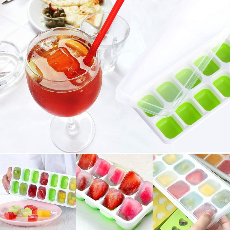 Morease Silicone Ice Cube Tray Flexible with Removable Lid Small Easy Release Ice Cube Trays for Freezer/Beverages/Baby Food/Chocolate Stackable and