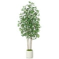 thumbnail image 2 of 7 ft Faux Ficus Plant in Large White Planter, Artificial Ficus Tree in Pot, Perfect Home Décor, 2 of 9