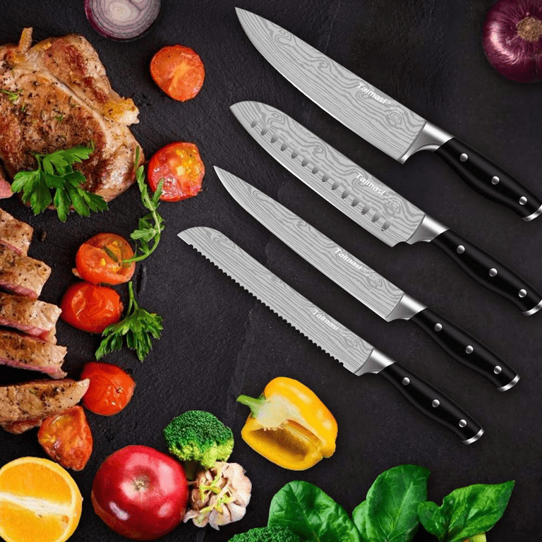  Yatoshi Magnetic Kitchen Knife Block Set 6 Pcs White - Pro  Kitchen Knife Set Ultra Sharp High Carbon Steel: Home & Kitchen