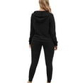 thumbnail image 3 of Turilly Women 2 Piece Tracksuit Set Women Solid Color Hooded Tracksuits Casual Pants Sweatsuit Winter Long Sleeve Activewear Outfits Blue L, 3 of 6