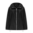 thumbnail image 4 of Jackets for Women Baeitkot Women's Solid Color Winter Fashion Hooded Drawstring Sports Waterproof Raincoat Windbreaker Long Sleeve Jacket, 4 of 9
