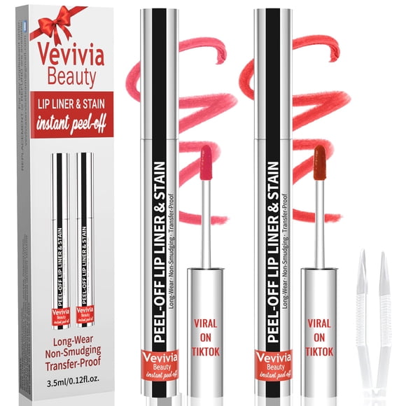 Lápiz labial despegable, 2 unidades, delineador de labios, impermeable, color nude
