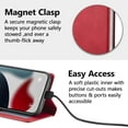 thumbnail image 3 of Premium PU Leather Flip Folio Case for iPhone 13 Pro Max 6.7 inch, Protective Case with Kickstand Card Slot Holder Hidden Magnetic Closure Shockproof Wallet Cover- Red, 3 of 16