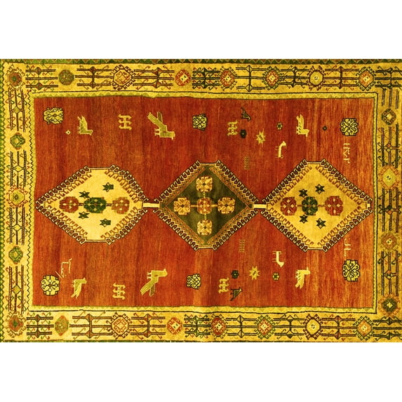 Ahgly Company Indoor Rectangle Persian Yellow Traditional Area Rugs, 2' x 3'