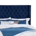 thumbnail image 3 of Hiu Queen Size Bed-Wingback Headboard-Navy Blue Velvet Like Upholstery, 3 of 7