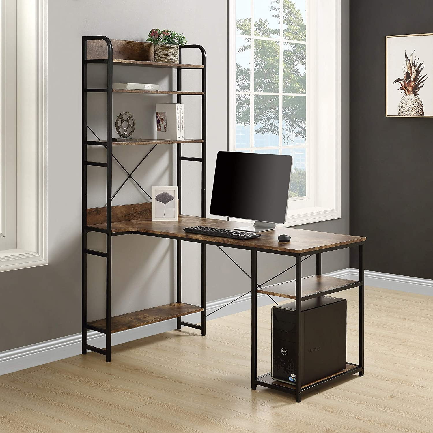 Computer Desk Office Home Desks Wheeled PC Laptop Writing Table with Host Holder 