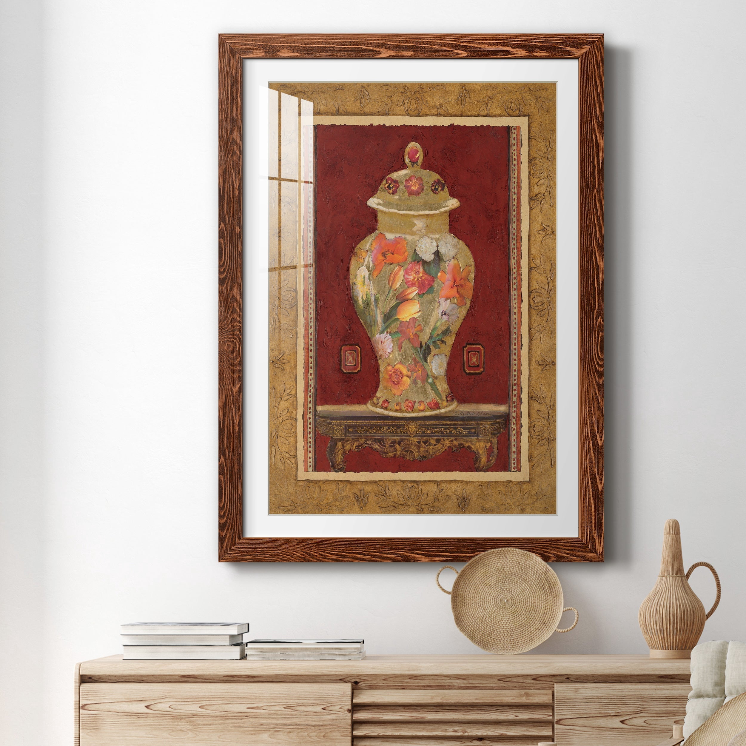 Romantic Urn II - Premium Framed Print - Distressed Barnwood Frame - Ready to Hang
