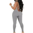 thumbnail image 5 of Idoravan Women's Plus Size Tops Clearance Womens Sleeveless Backless Waist Closing Jumpsuit Solid Color High Waist Tight Sports Yoga Jumpsuit, 5 of 9