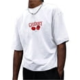 thumbnail image 1 of Men's Graphic Tees Cherry Print Short Sleeve Crew Neck T Shirt Loose Summer Tops Trendy, 1 of 5