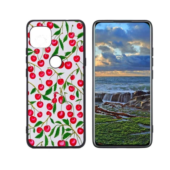 Compatible with Moto One 5G Ace Phone Case, Cherry Case Men Women, Flexible Silicone Shockproof Case for Moto One 5G Ace