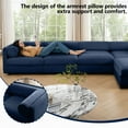 thumbnail image 6 of Modern Blue Chenille 2-Seater Sofa with Storage and Cylindrical Design, 6 of 24
