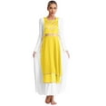 thumbnail image 3 of RUNQHUI Robe Tunique de Danse Sans Manches à Lacets Fendue pour Prière Religieuse Jaune S/M, 3 of 7