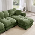 thumbnail image 5 of Bocarali Home Chenille Cloud L-Shaped Loveseat Sofa w/ Ottoman, Green, 5 of 10
