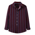 thumbnail image 1 of Camisa informal de manga larga con estampado de rayas y botones para hombre Pompotops oipoqjl27934, 1 of 1