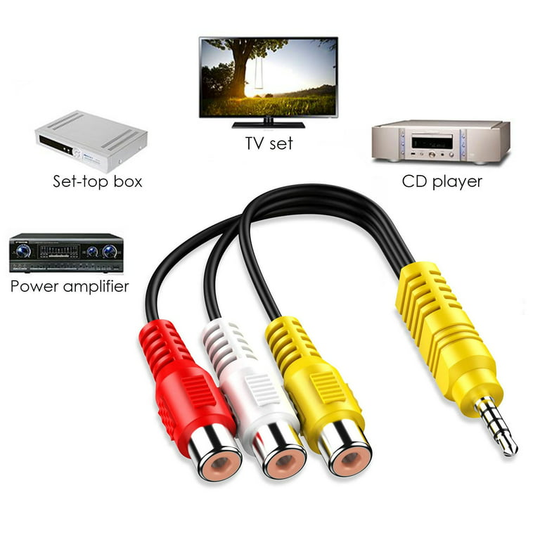 3.5Mm To 3 Rca Cable Video Component Av Adapter Cable For Tcl Tv 3.5Mm To  Rca Red White And Yellow Female Video Cable Tv Set 