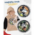 thumbnail image 2 of Disney Mickey Mouse Toddler Boys’ Outfit Set - Two Piece Hoodie Sweatshirt with Holographic Patch & Checkerboard Jogger Pants (Light Brown, 5), 2 of 3