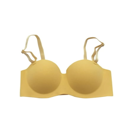 

Larisalt Bras For Women Full Coverage Women s No Side Effects Underarm-Smoothing Comfort Underwire Lightly Lined T-Shirt Bra Yellow M
