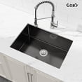 thumbnail image 5 of 27x19 inch Black Stainless Steel Single Bowl Undermount Kitchen Sink with US Standard Drain and Hook, Model SS-BL04D-271908, 5 of 11