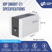 IDP SMART-21SB-EZ ID Card Simplex Printer Bundle, Includes printer, YMCKO color ribbon, 100 PVC cards, PC-only software, USB Camera