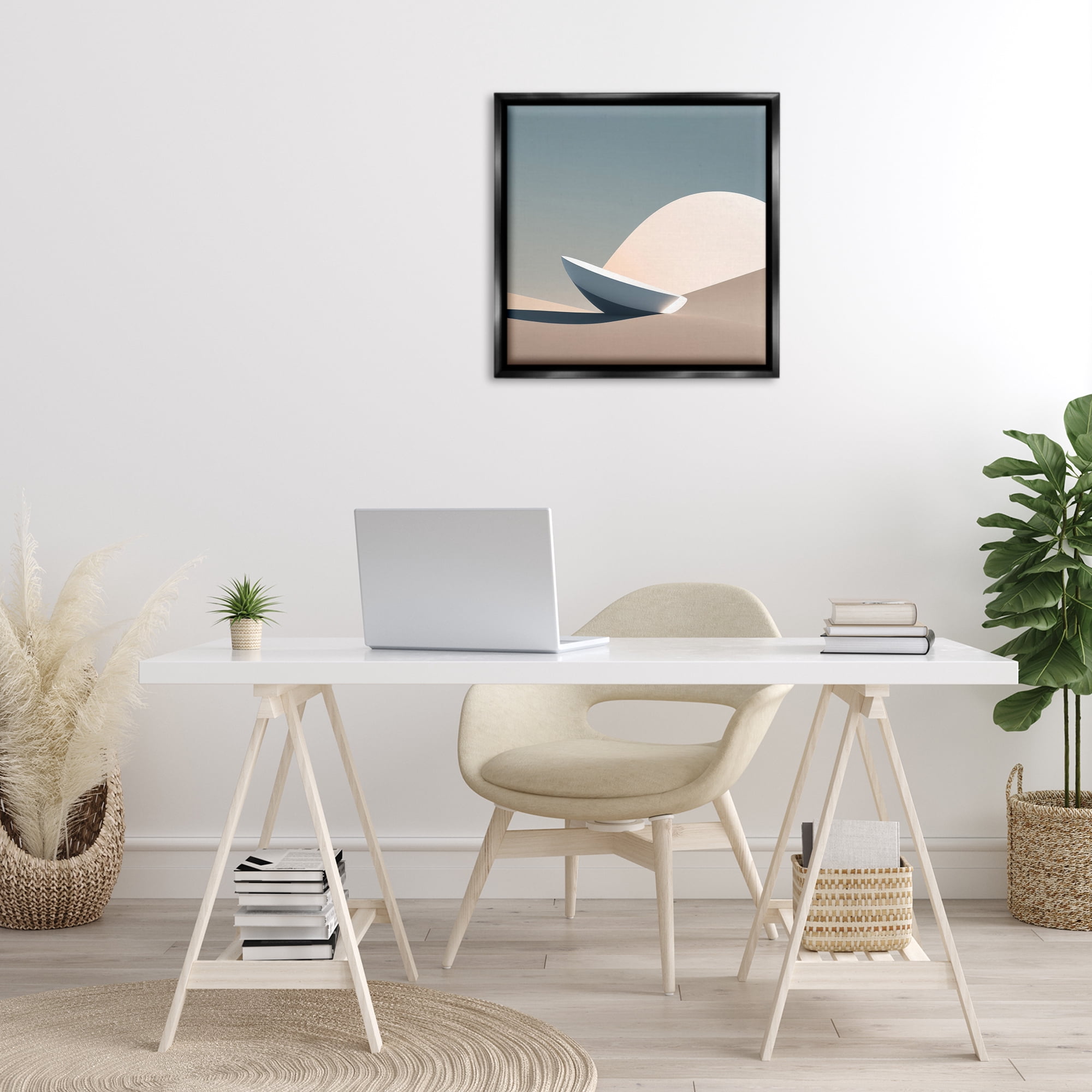 Stupell Industries Buried Space Capsule Landscape Painting Black Floater Framed Canvas Art Print Wall Art, 25 x 25