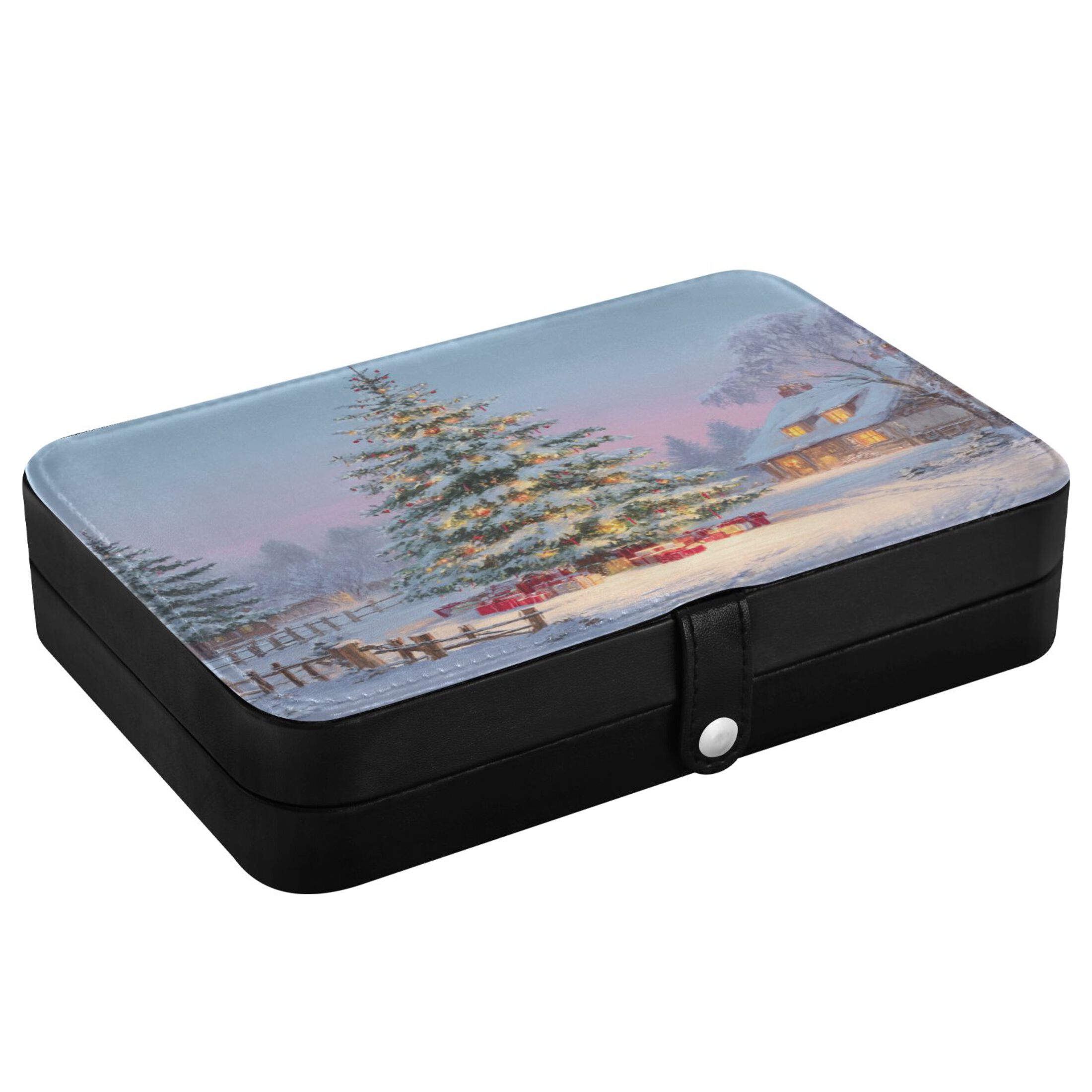 Leather Jewelry Box Rectangular 8.27x5.5x1.78In Travel Jewelry Storage Earrings Necklace Bracelet Watch Brooch Storage Beautiful Christmas