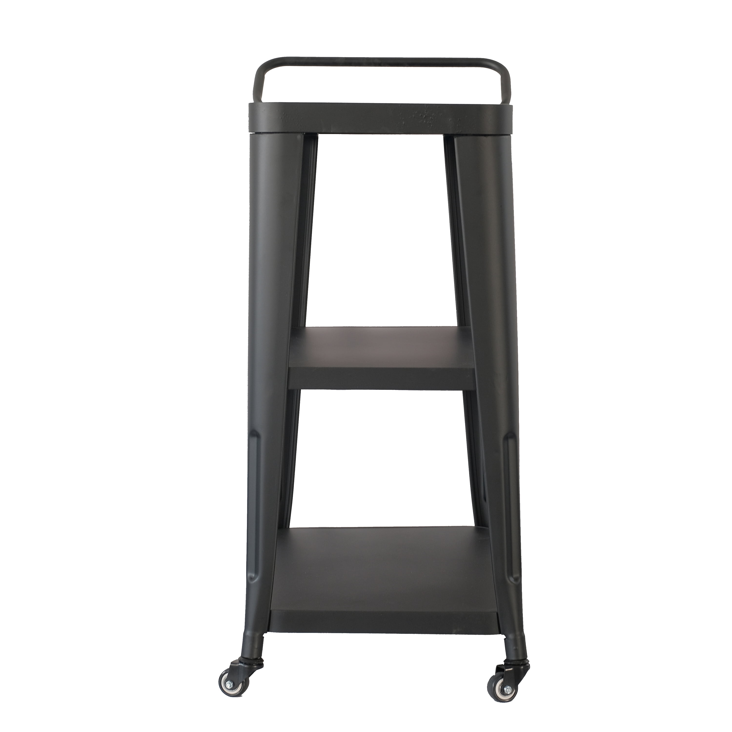 3-Tiered Metal Frame, Industrial Dining Cart with Swivel Wheels, Black