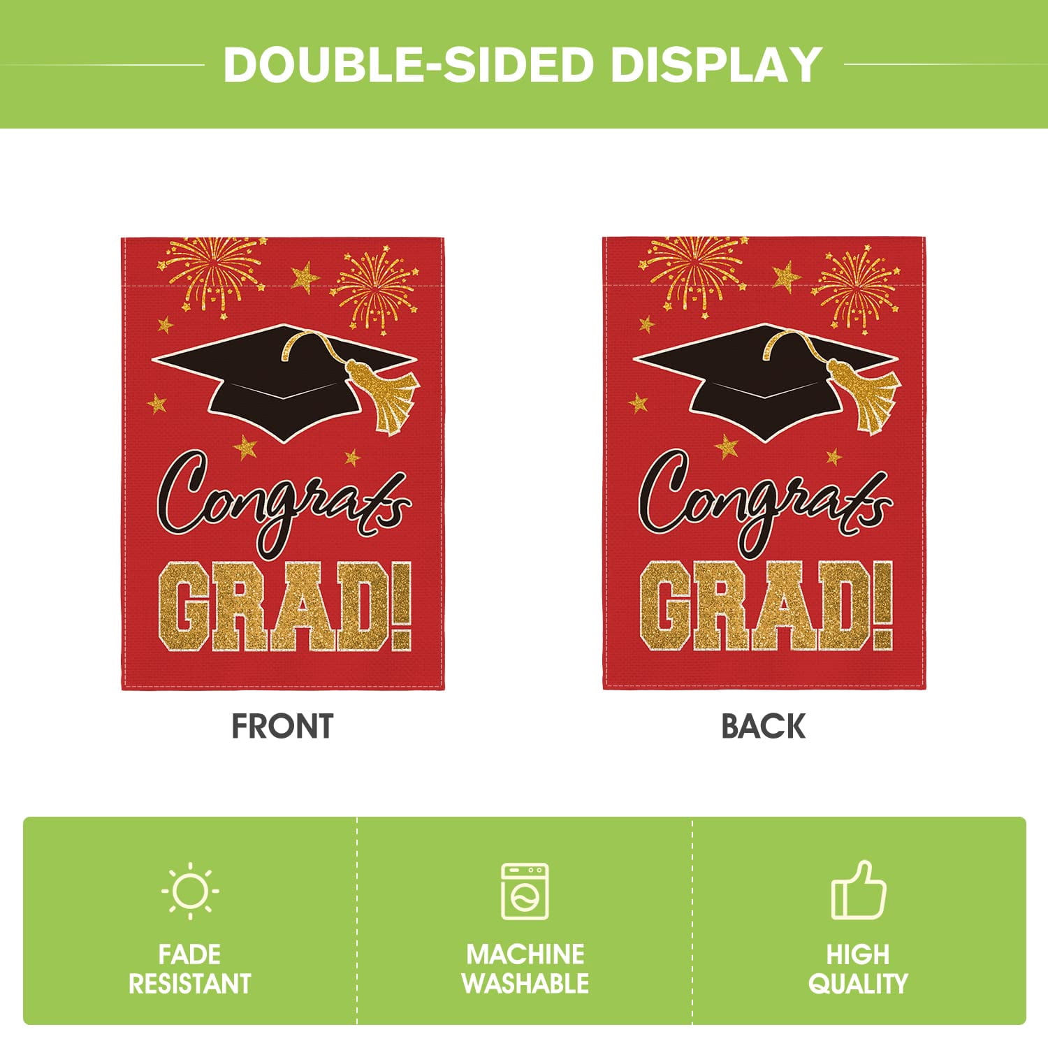 2026 Graduation Garden Flag Congratulations Graduation Ceremony Courtyard Outdoor Decoration 12 x 18 inches Graduation Diploma Hat Graduation Decoration