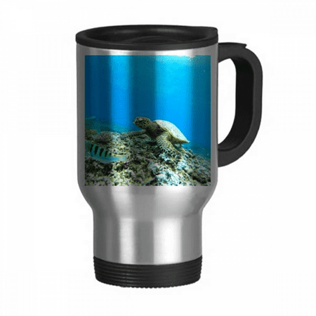 

Ocean Sea Turtle Fish Science Nature Picture Travel Mug Flip Lid Stainless Steel Cup Car Tumbler Thermos