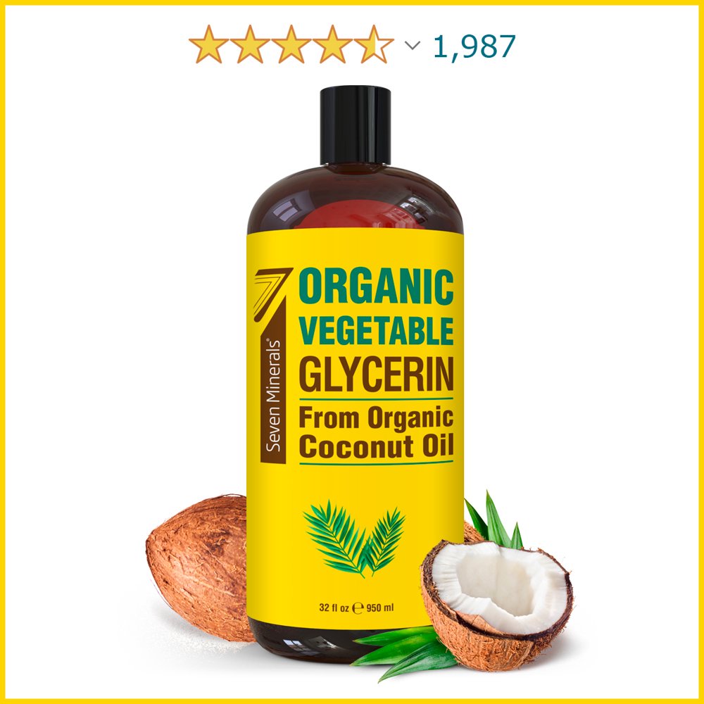 Organic Vegetable Glycerine Big 32 fl oz Bottle No Palm Oil, Made Coconut Oil