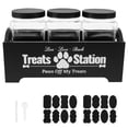thumbnail image 1 of MesaSe Dog Treat Container with 3 Plastic Treat Jars Wood Dog Food Container with Handles Practical Dog Food Storage Container Decorative Cat Food Container for Dog Food Storage, 1 of 10