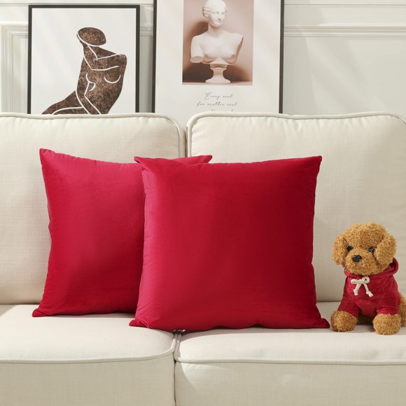 Fundas de almohada decorativas Stellhome, 50 x 50 cm, terciopelo rojo, paquete de 2