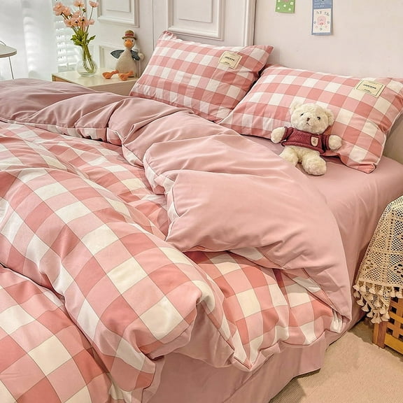 Red and White Plaid Duvet Cover Set Grid Stripe Series Comforter Covers Geometric Checkered Pattern Home Hotel Bedding Decor
