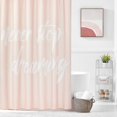 thumbnail image 2 of Decorative Never Stop Dreaming - Easy Care Fabric Shower Curtain with Reinforced Buttonholes, for Bathroom Showers, Stalls and Bathtubs, Machine Washable - 72" x 72" - White/Light Pink/Blush, 2 of 6