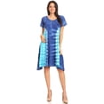 thumbnail image 5 of Sakkas Sirena Women's Short Sleeve Loose Plain Midi Casual Scoop Neck Flared Dress - Blue / Turquoise - One Size, 5 of 5