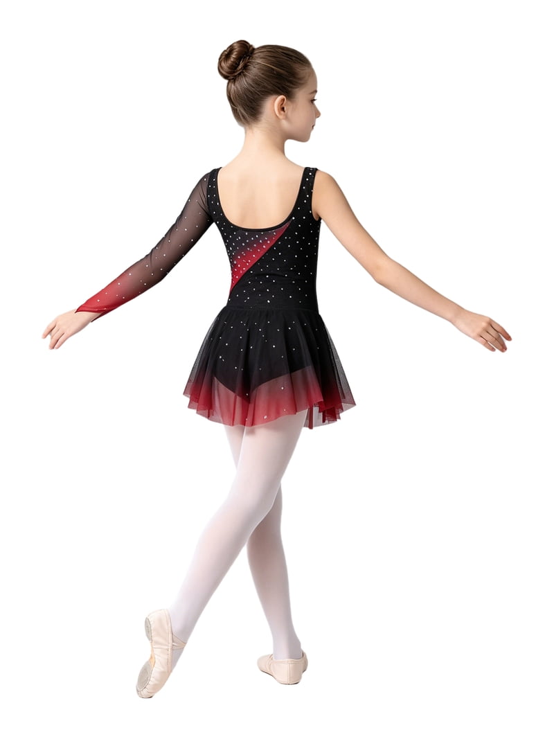 dress for dance new jersey Aiihoo Kids Girls Rhythmic Gymnastics Ballet Jersey Lyrical Dance Dress  Split Shiny Rhinestones Ballet Leotard Dress Burgundy 16