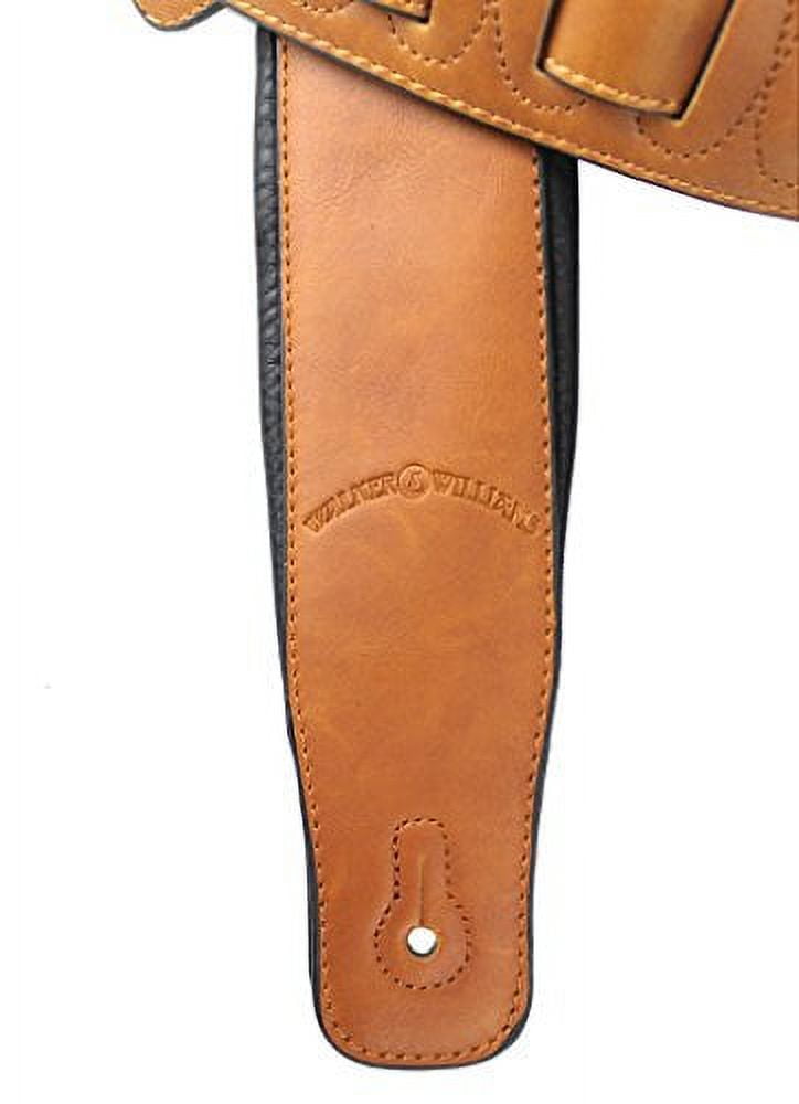Walker & Williams G-905 Soft Natural Finish Saddle Tan Padded Guitar Strap
