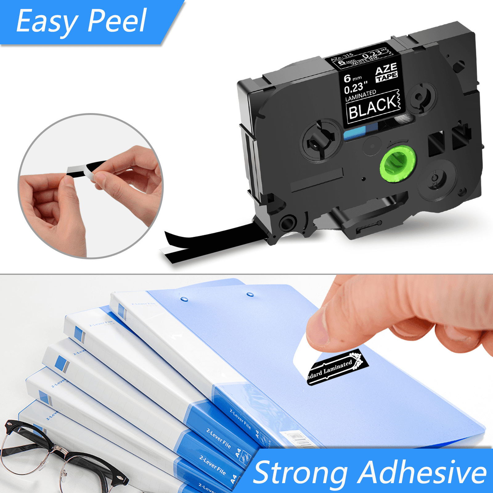 GREENCYCLE 5PK Compatible for Brother P-touch White on Black 6mm 8m TZ TZe TZe-315 TZ-315 TZe315 TZ315 Laminated Label Tape use in PT-D210 PT-H100 PT-P700 PT-750W PT-D600 PT-D400 Label Maker