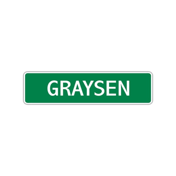 Graysen Boys Children Indoor Outdoor Unique Wall Novelty Name Letter Printed Plaque Decoration Label Aluminum Metal Sign 4"x18"