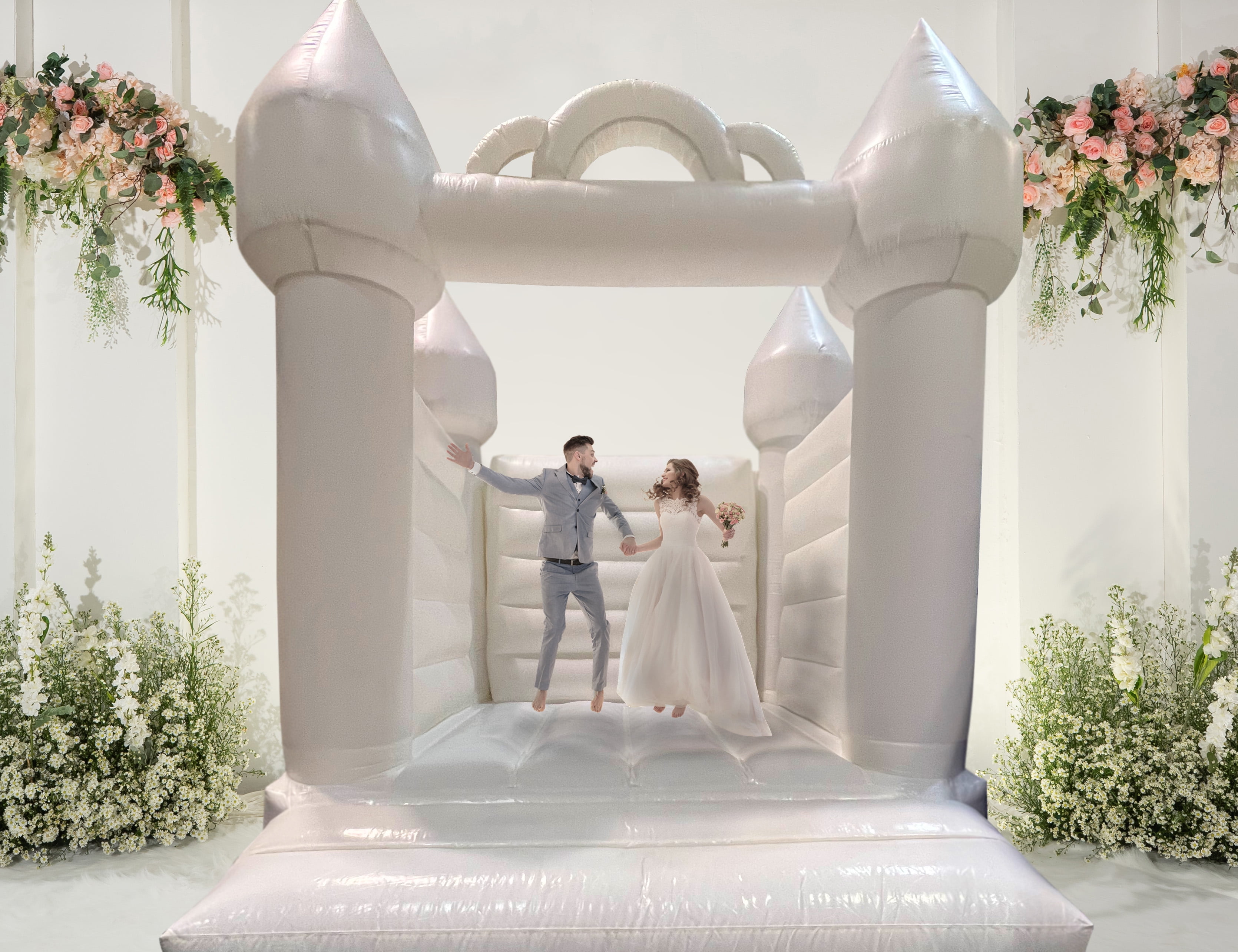 Pogo Bounce House Crossover Wedding White Inflatable Bounce House, No  Blower - Walmart.com