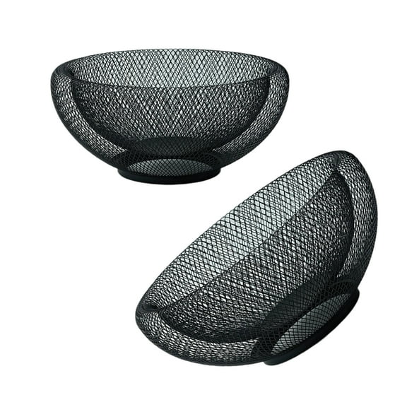 BQBQERT Set of 2 Stylish Metal Meshes Baskets Portable Accessory for Fruit Storage And Decorative Display In Dining Area